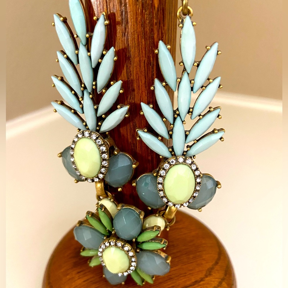 J. Crew boho necklace, gold & green colors